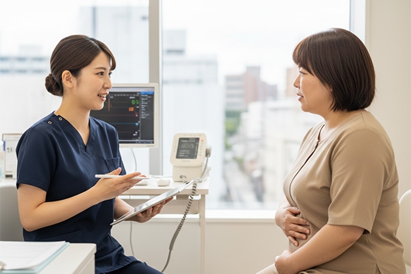 看護師との問診風景